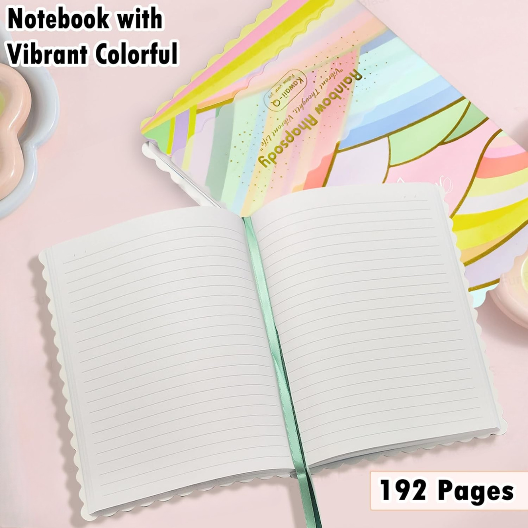 Rainbow Shine Notebook | Premium Kawaii-Q Notebook | Vibrant Colourful | Ruled Pages