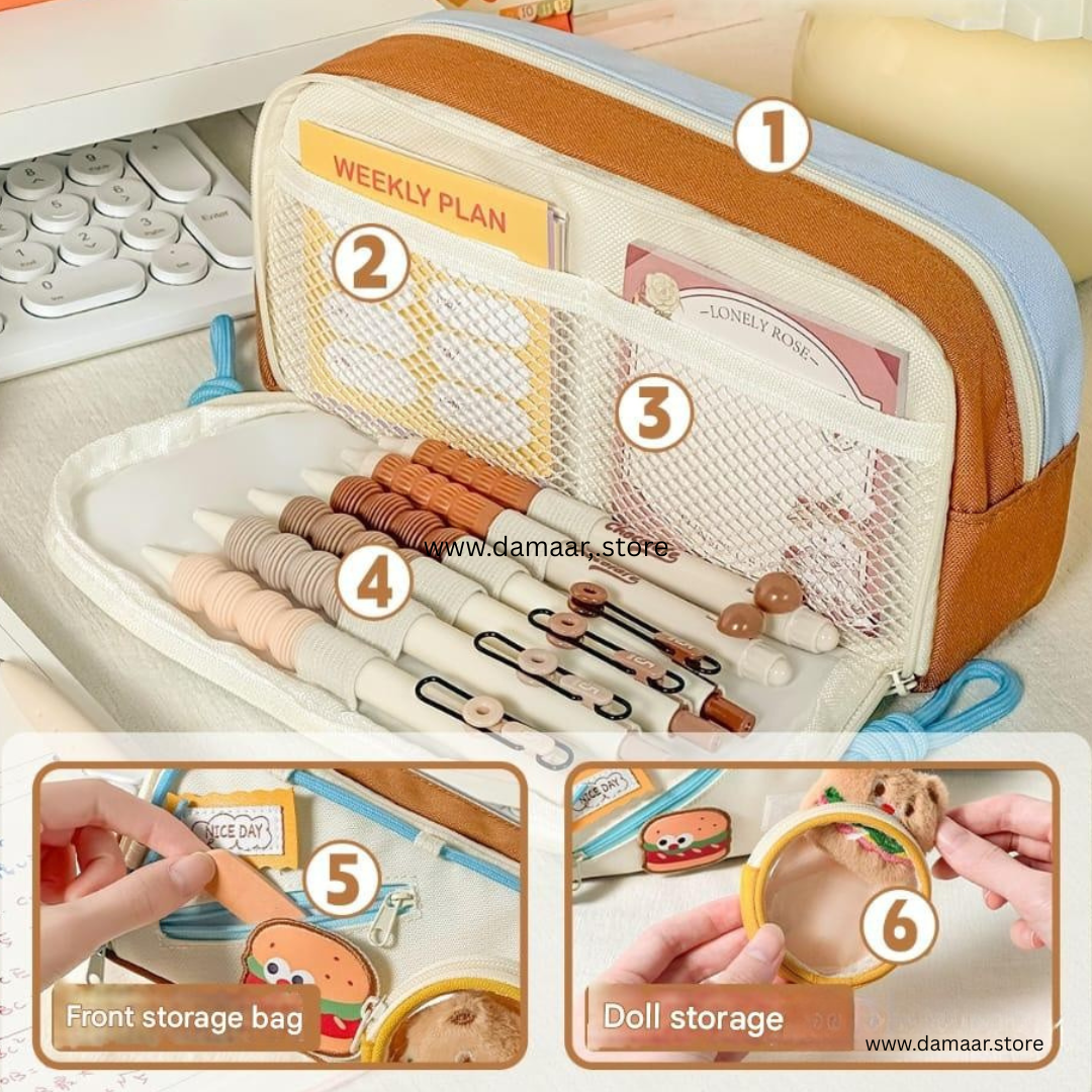 Plush Toy Pencil Pouch | Cute and Colorful | Multi-Pocket Stationery Organizer | Perfect for School & Gifts