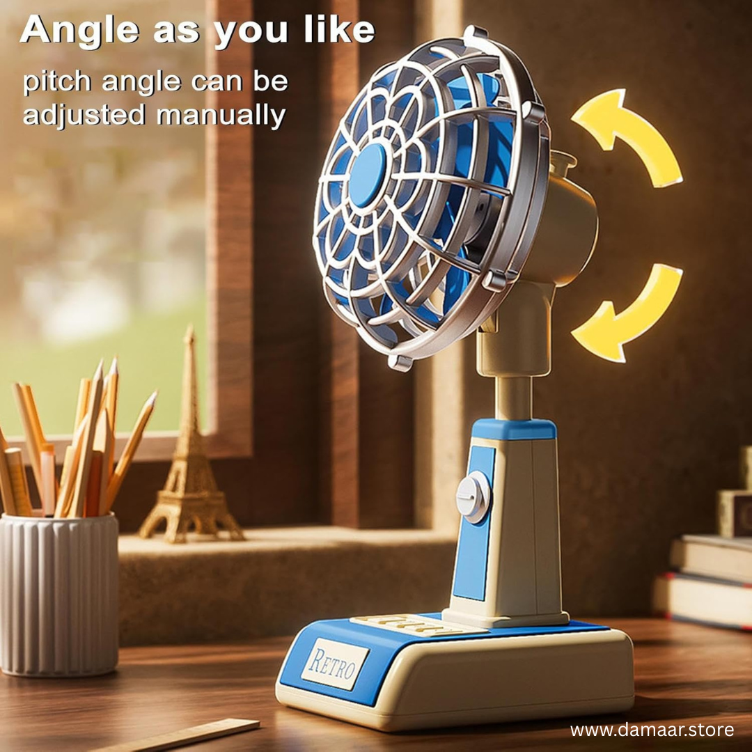 Retro Fan | Stylish | Refreshing Comfort | Rechargeable | Carry Outdoor or Indoor