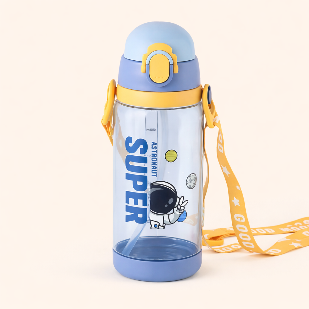 Super Astro Water Bottle | 600 ML Capacity | Leakproof Sipper | Adjustable Straps | Stylish