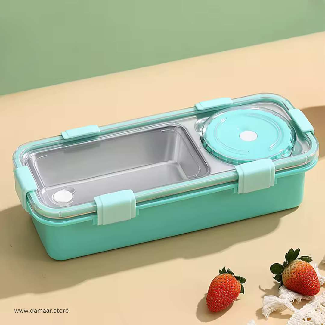 SlimLock Duo Lunch Box | Portable and Compact | Stainless Steel Tiffin | Leak-proof | Ideal for School, Office or Travel