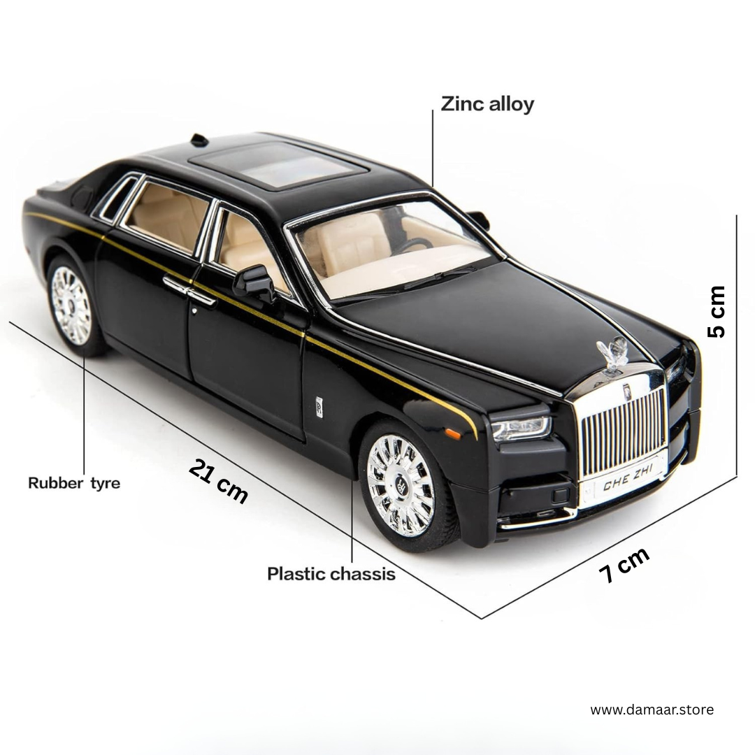 Rolls Royce Phanthom | 1:24 Large Size | Die Cast Metal Pull Back | Openable Doors | Lights and Music