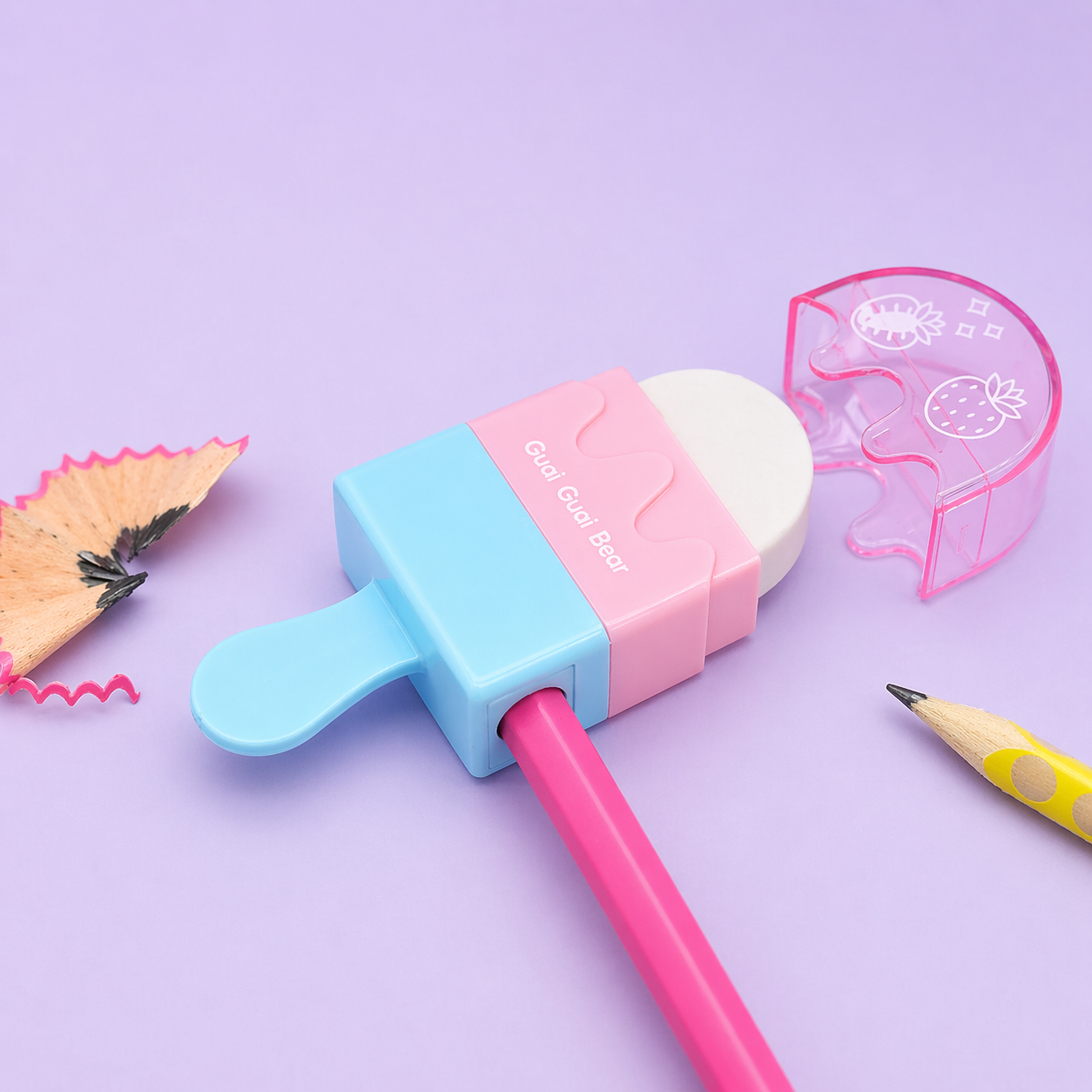 Ice Cream Popsicle Eraser and Sharpener | 2 in 1 Compact Tool | Set of 2 Random Colours | Return Gifts & Stationery Collections