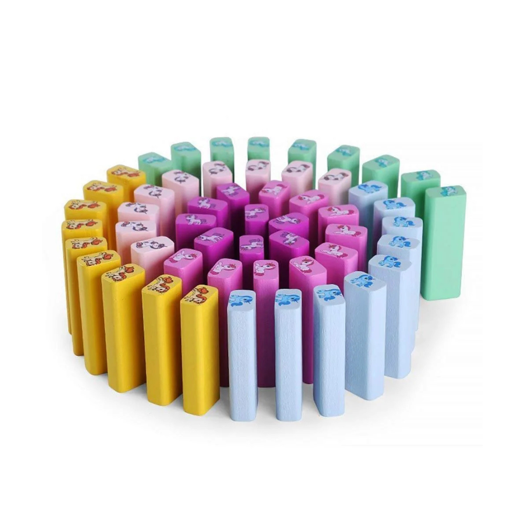 Unicorn Wooden Jenga Stacking Tower | 54 Pcs Educational Blocks | Kids Skill-Building Toy | Age 6+