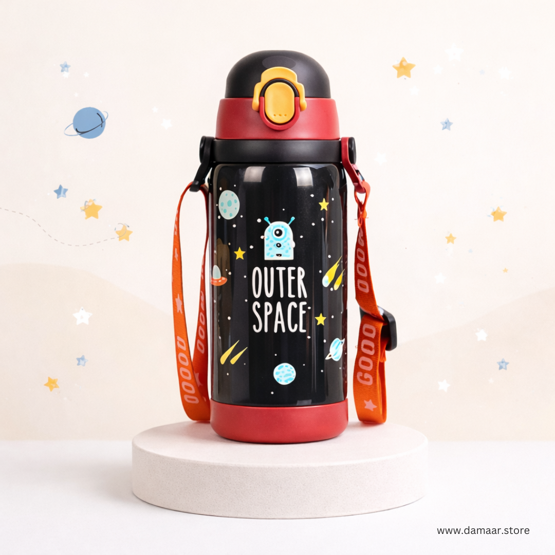 Trendy Outerspace Water Bottle | Stainless Steel Bottle | Leak-Resistant | Adjustable Strap | For Kids and Teen