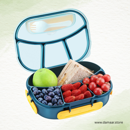 4 Compartment Lunch Box | Large Capacity 1800ML | Bento Box | Style and Design | Kids & Adult