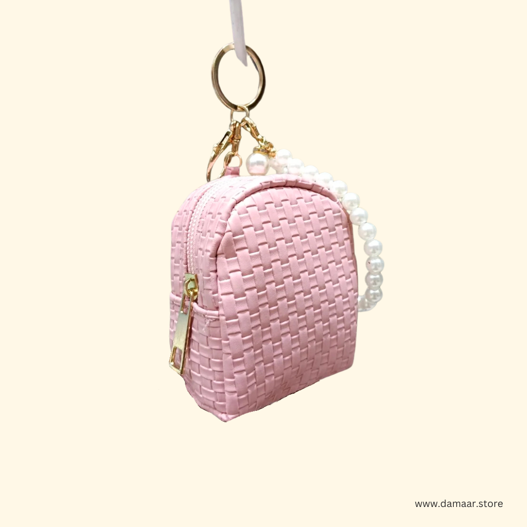 Mini Woven Keychain Pouch | Stylish | Compact | Multipurpose Use | Smooth Zip | Gift