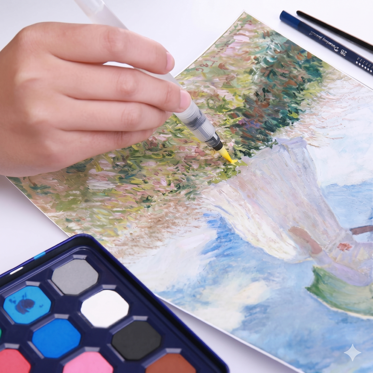 Giorgione Watercolour Set | 12 Colour Blocks | Painting and Drawing | Portable and Travel Friendly Metal Case  | Return Gift