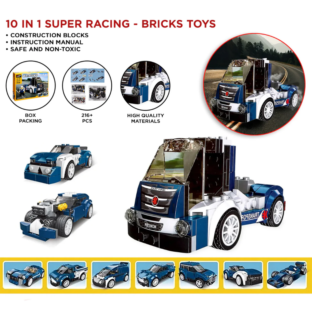 Heavy Truck | Build 10 Unique Vehicles | Multificence, Lego Blocks | For Kids Aged above 6 Years | Gift Set