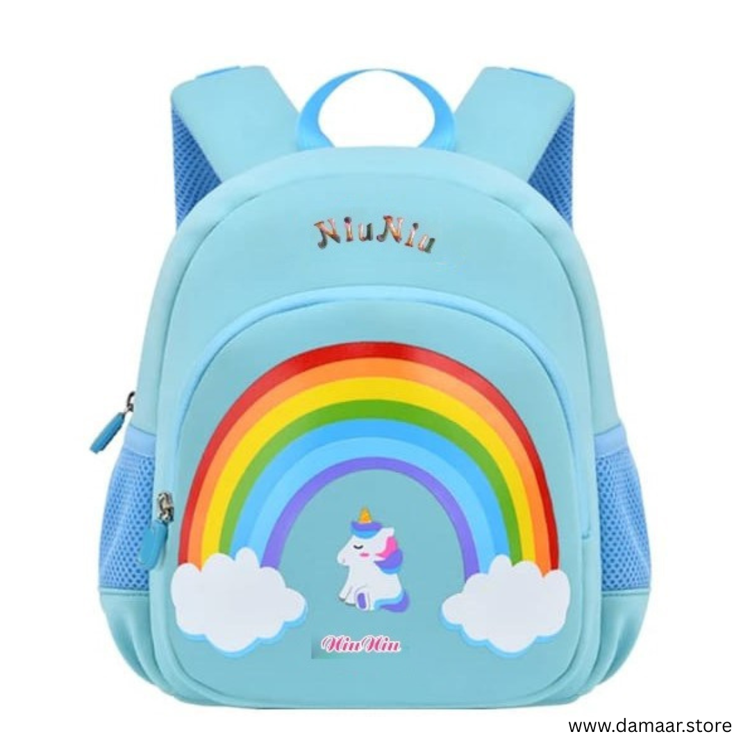Cute Rainbow  Backpack | Multistorage Capacity | Small Bag for kids 2-5 years | School Bag, Travel Bag