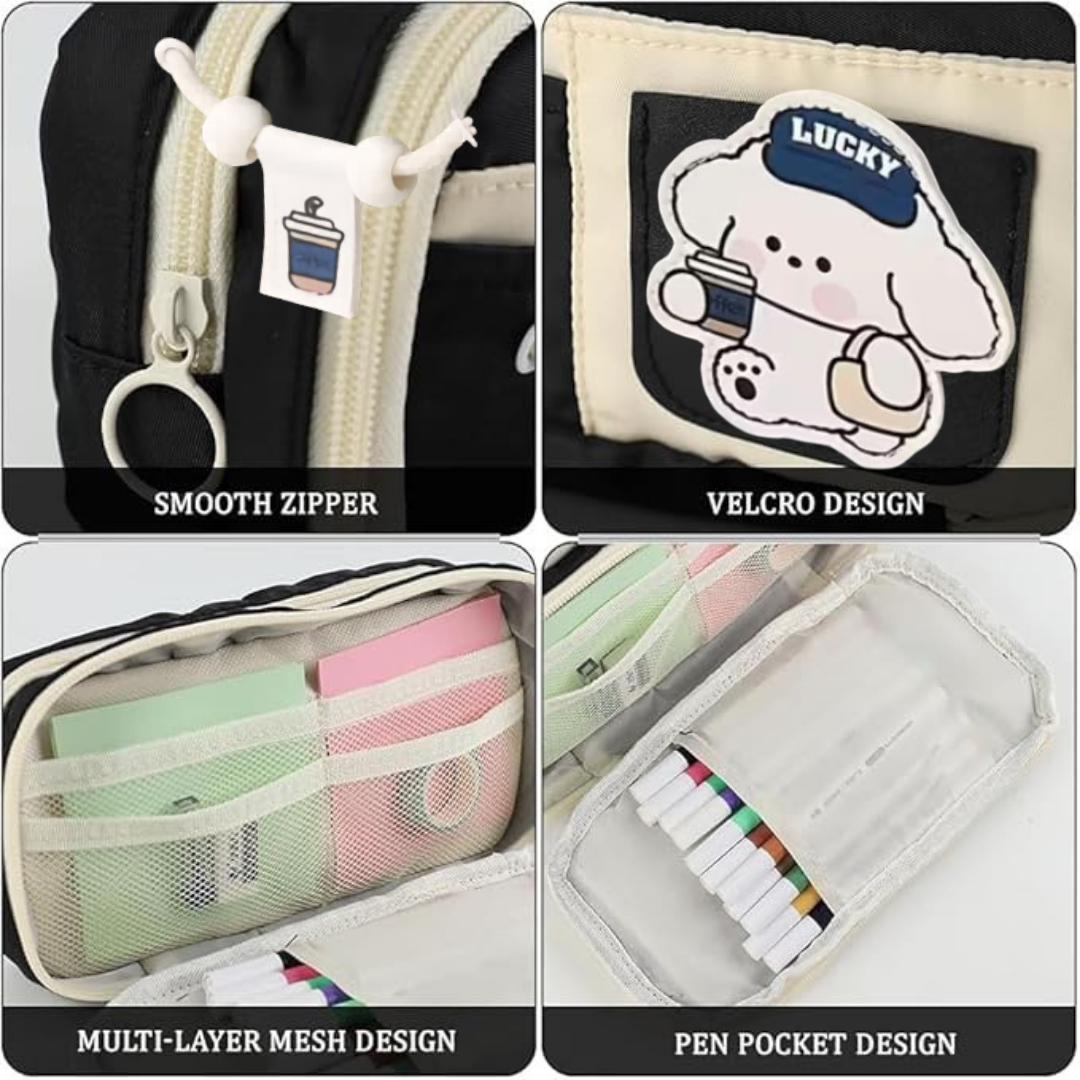 Modern Style Pouch | Multi-Pocket Pencil Case | Durable Fabric | Ideal for Teens and Travels