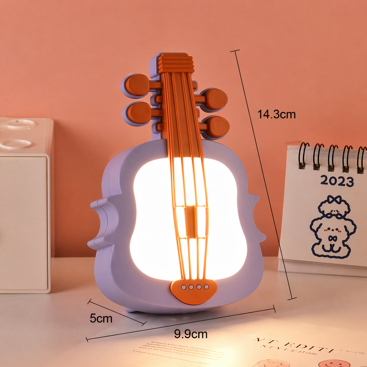 Violin LED Night Lamp | USB Rechargeable Ambient Light | Study Desk or Bedside Night Light | Cute Gift