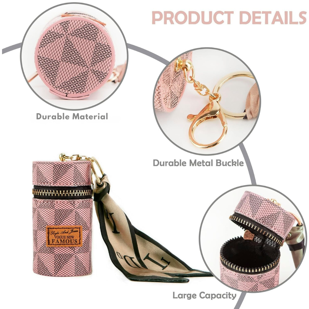 Elegant Mini Purse Keychain | Compact organizer for Lipstick, Cash, Keys, Coin, Earbuds