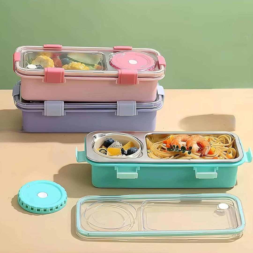 SlimLock Duo Lunch Box | Portable and Compact | Stainless Steel Tiffin | Leak-proof | Ideal for School, Office or Travel