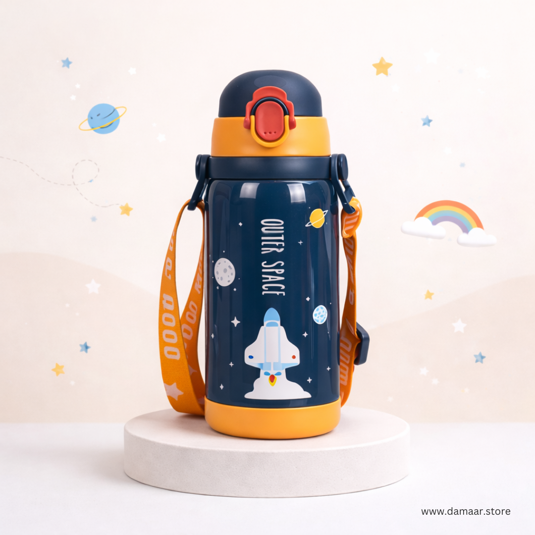 Trendy Outerspace Water Bottle | Stainless Steel Bottle | Leak-Resistant | Adjustable Strap | For Kids and Teen