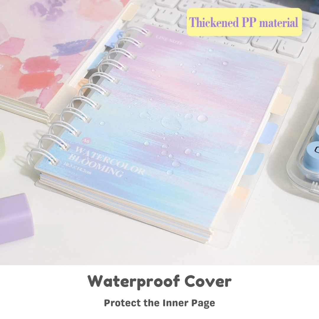 Watercolour Blooming Notebook| Ruled Pages | Waterproof Cover | Available in A5 & A6 Size Notebook | School or Office