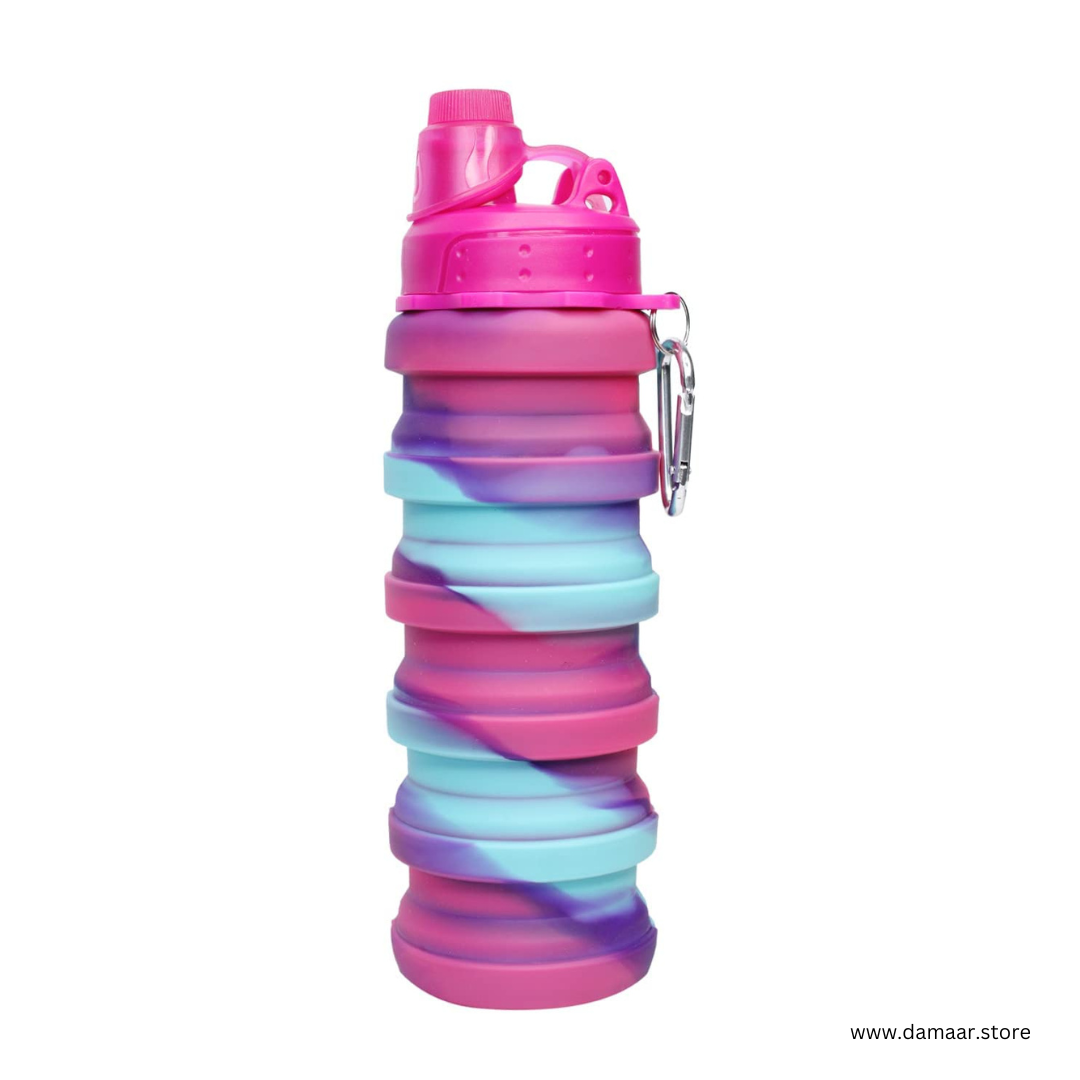Multicolour Collapsible Water Bottle | 500 ML Capacity | Food Grade Silicone Bottle | Ideal for School, Sports or Outdoor