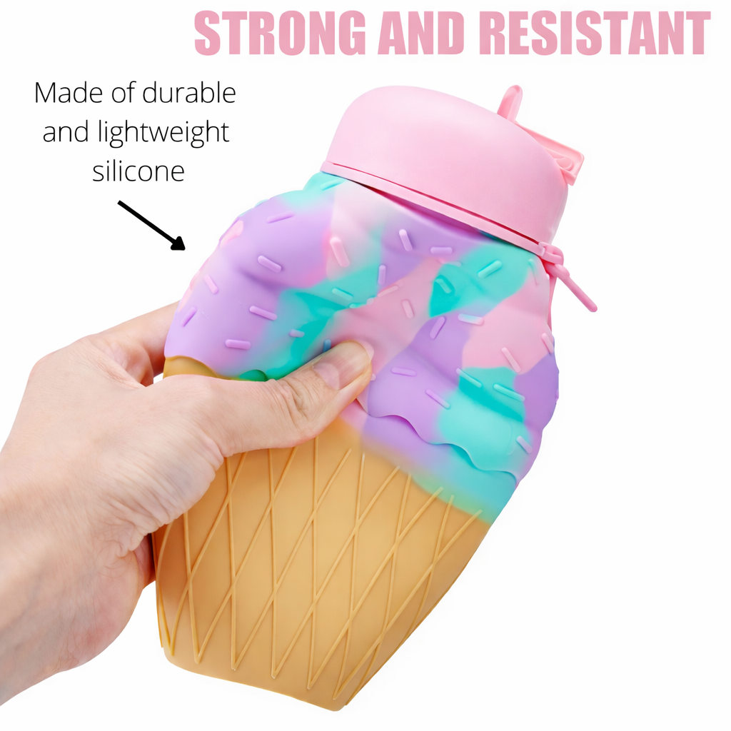 IceCream Dream Bottle | Collapsible Water Bottle | Food Grade Silicone | Ideal for School, Sports or Outdoor (Copy)