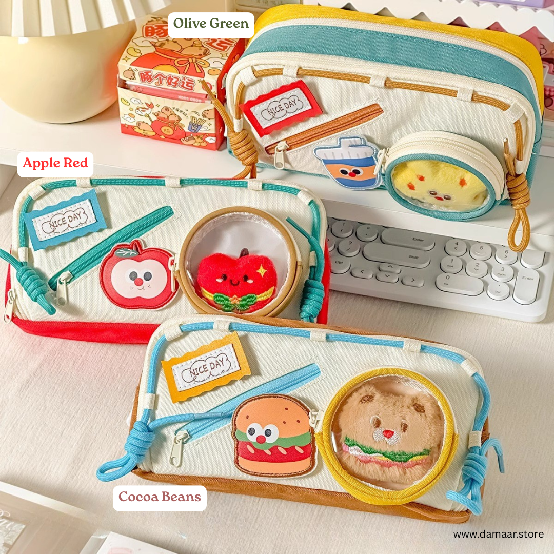 Plush Toy Pencil Pouch | Cute and Colorful | Multi-Pocket Stationery Organizer | Perfect for School & Gifts