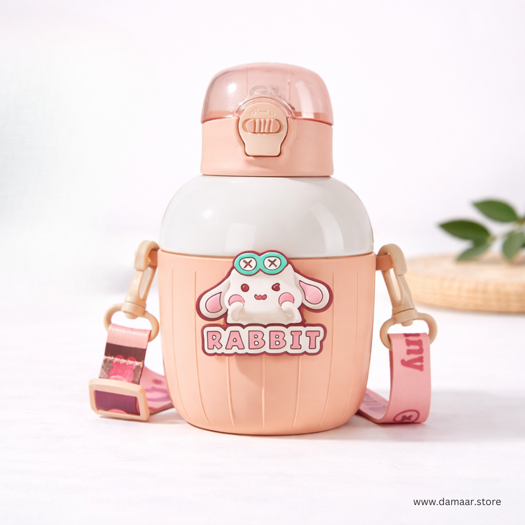 Cute MiniMate Water Bottle | Stainless Steel Bottle | Leak-Resistant | Adjustable Strap | For Kids