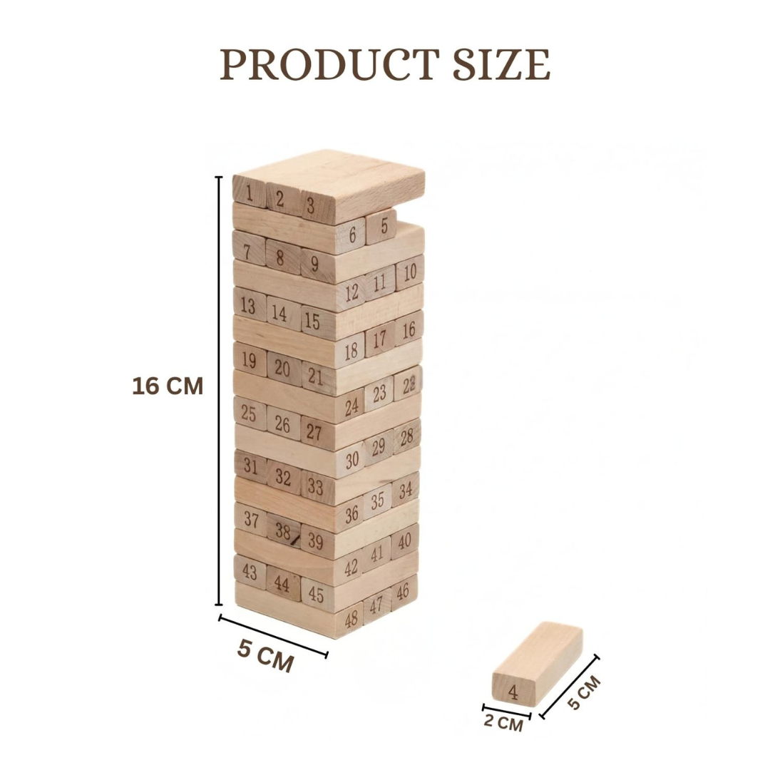 Wooden Tumbling Tower | 54 Pcs Educational Blocks | Kids Skill-Building Toy | Kids Age 6+