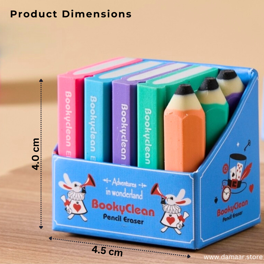 BookyClean Eraser | 7 pcs Pack | Multi colour | Clean with Ease