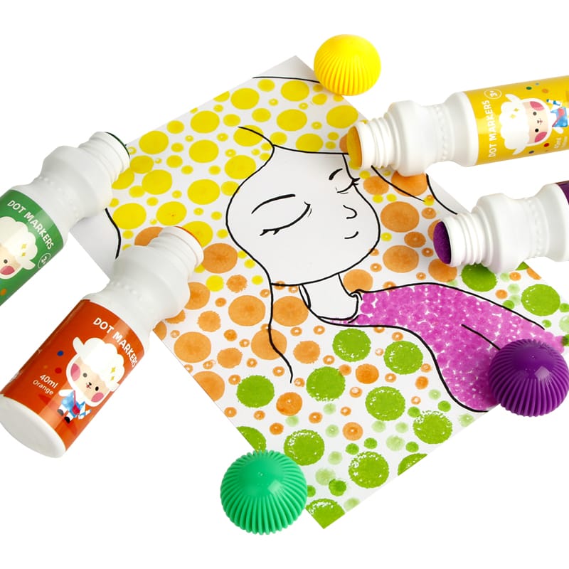 New Style Dot Marker | Washable Paint Brush | Dabber Art Markers for Drawing | 6 Eye Catching Colours