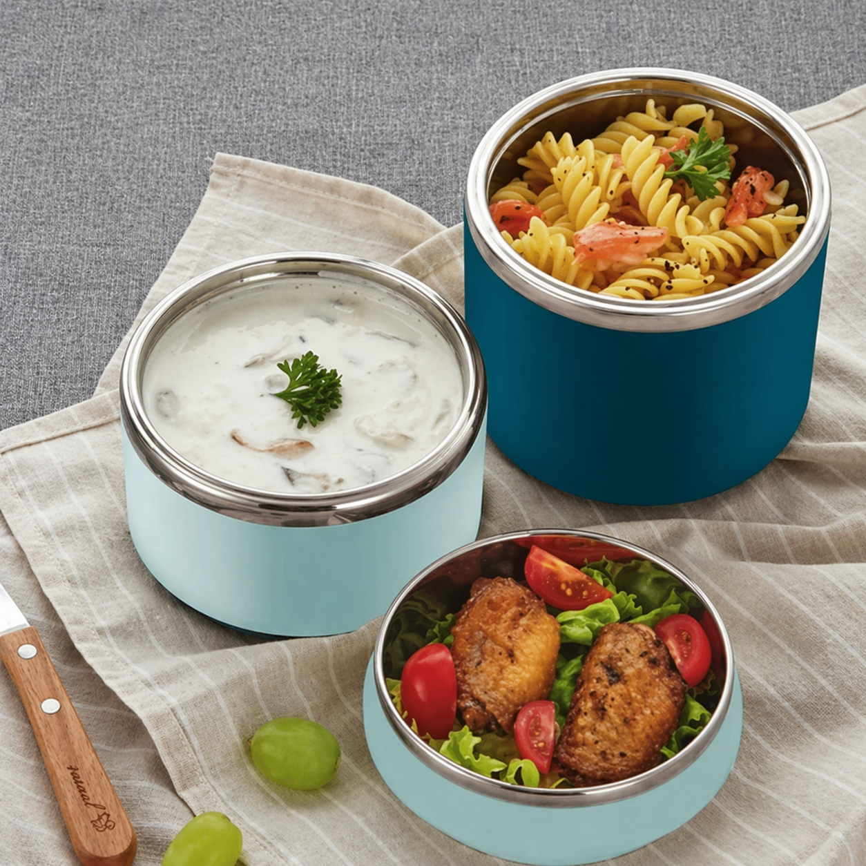 TEDEMEI Two Layers Lunch Box | Large 930 ML Capacity | Stainless Steel Tiffin | Carry Fresh, No Mixing, No Mess