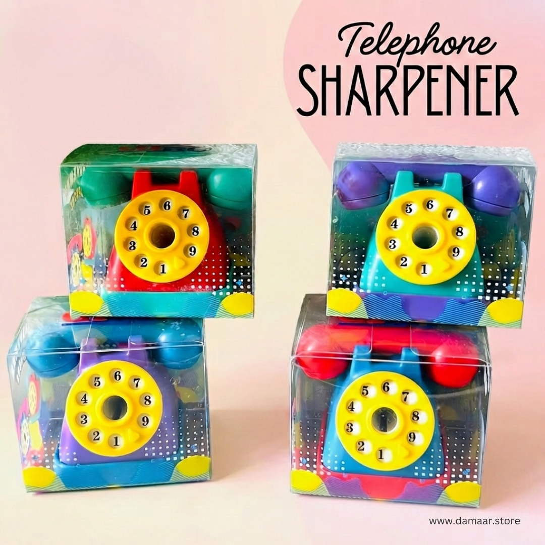 Telephone Sharpener | Pack of Two Sharpeners | Vibrant Colours | Attractive Stationery