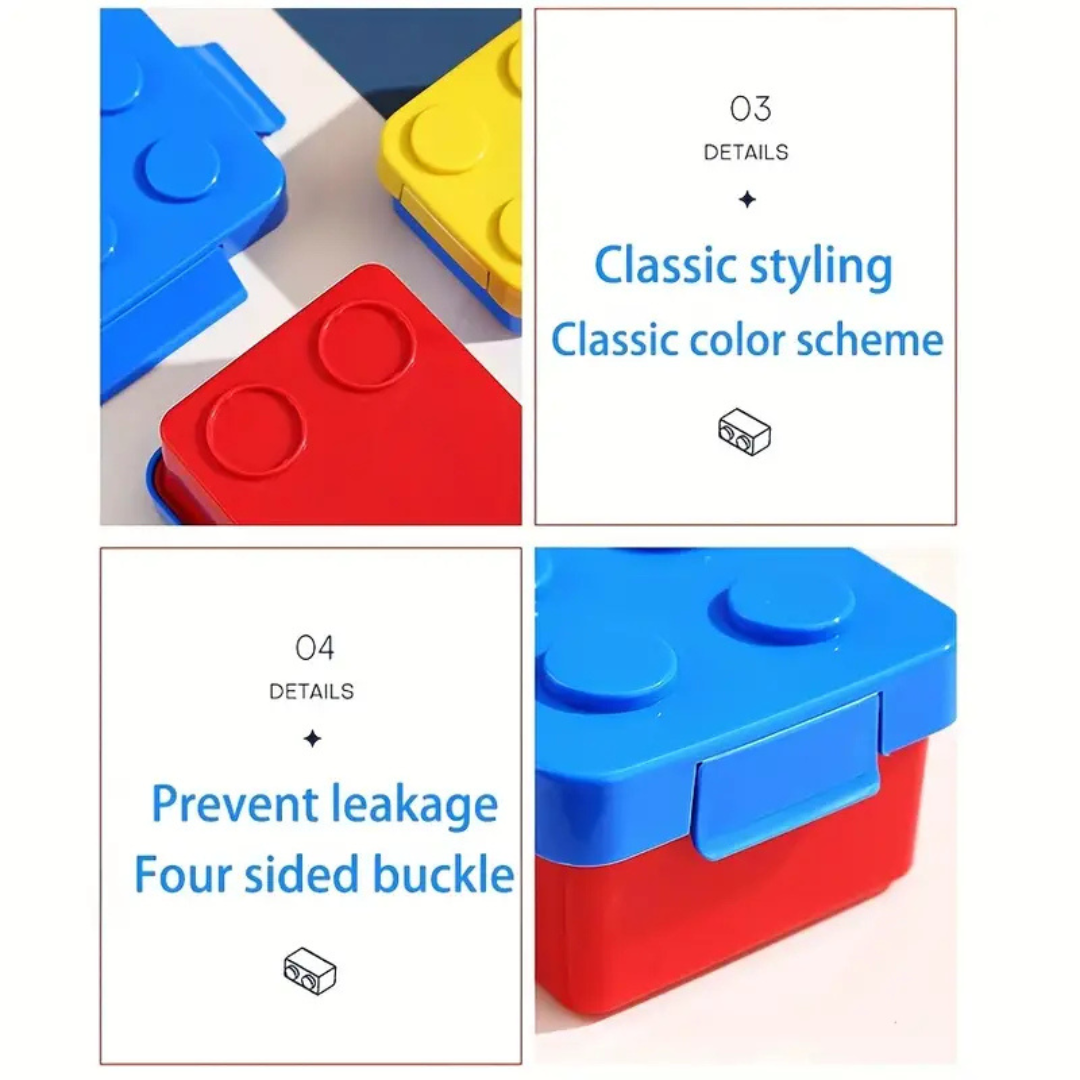 Smart Block Lunch Box | LEGO Style Brick Design | Space Saving | School, College, Travel or Office
