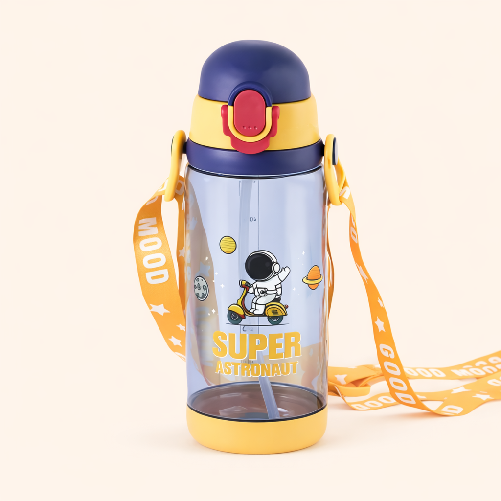 Super Astro Water Bottle | 600 ML Capacity | Leakproof Sipper | Adjustable Straps | Stylish