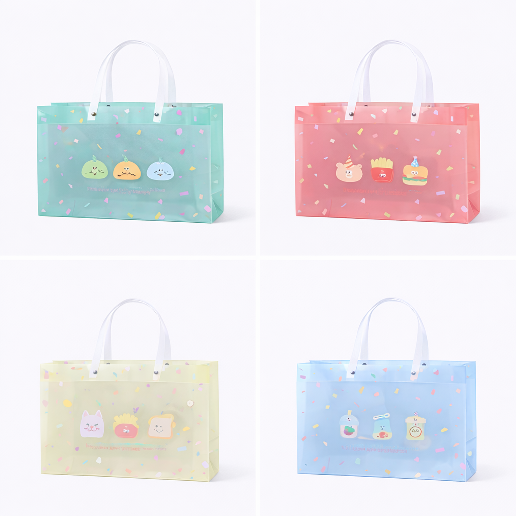 Jolly Junction Tote Gift Bag | Set of 4 Tote Gift Bags | Colourful | Clear PVC Bag | Premium Look