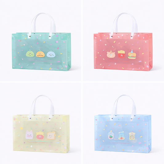 Jolly Junction Tote Gift Bag | Set of 4 Tote Gift Bags | Colourful | Clear PVC Bag | Premium Look