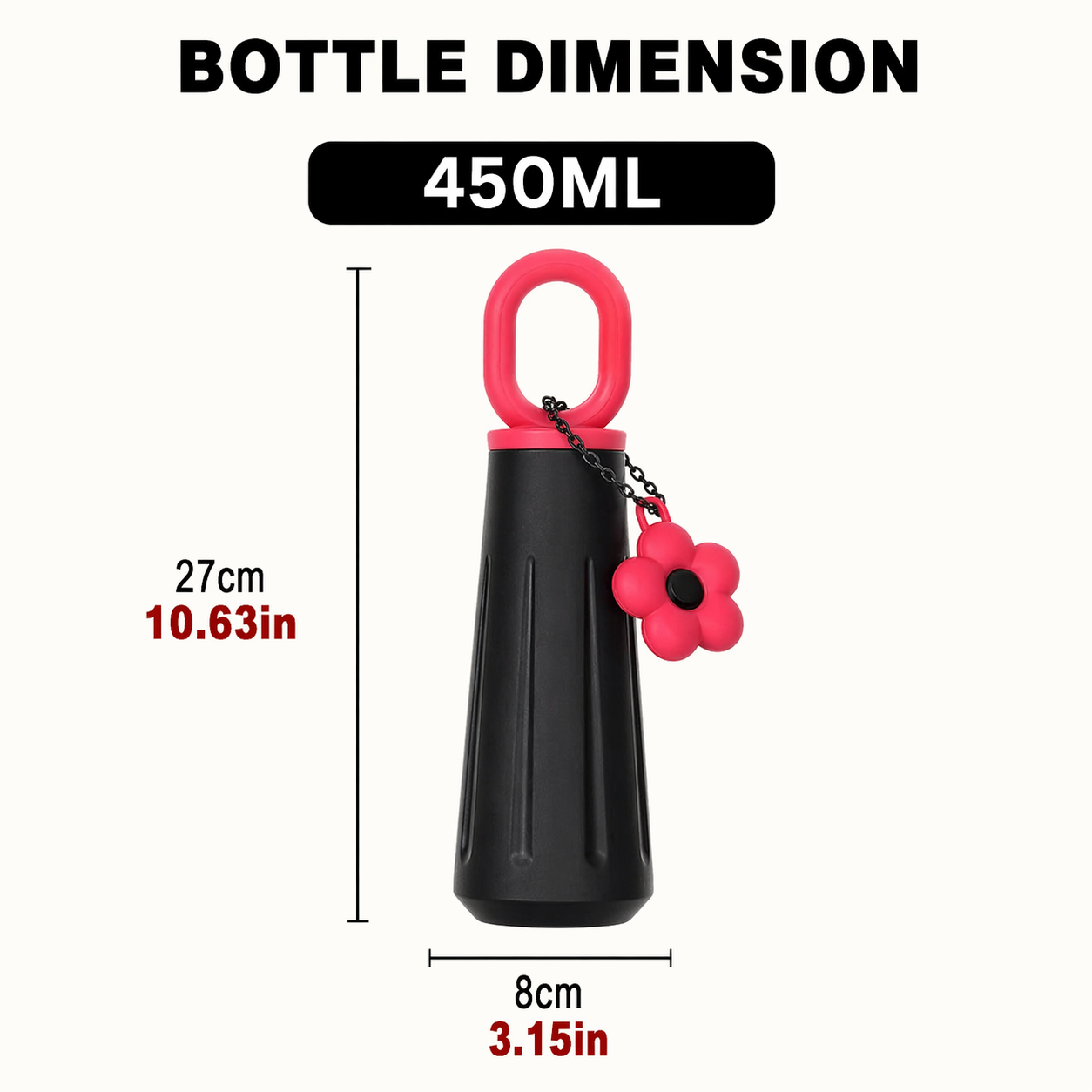 Cute Flower Loop Water Bottle | Premium Grade Stainless Steel | 450 ML Capacity | Wide Mouth and easy to Clean | For Kids and Teen