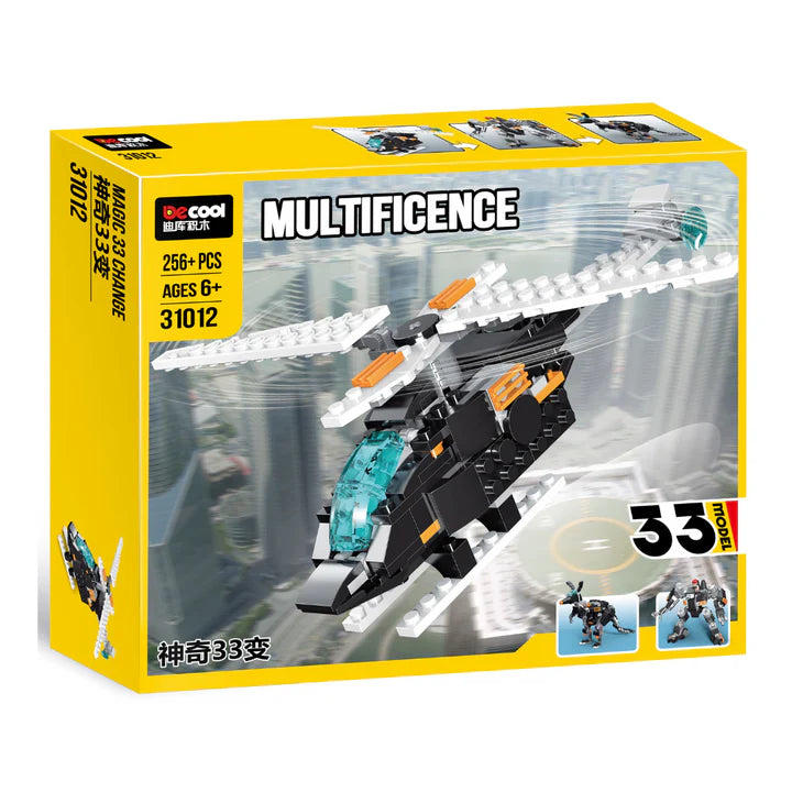 Helicopter Robot | Build 33 Unique Vehicles | Multificence, Lego Blocks | For Kids Aged above 6 Years | Gift Set