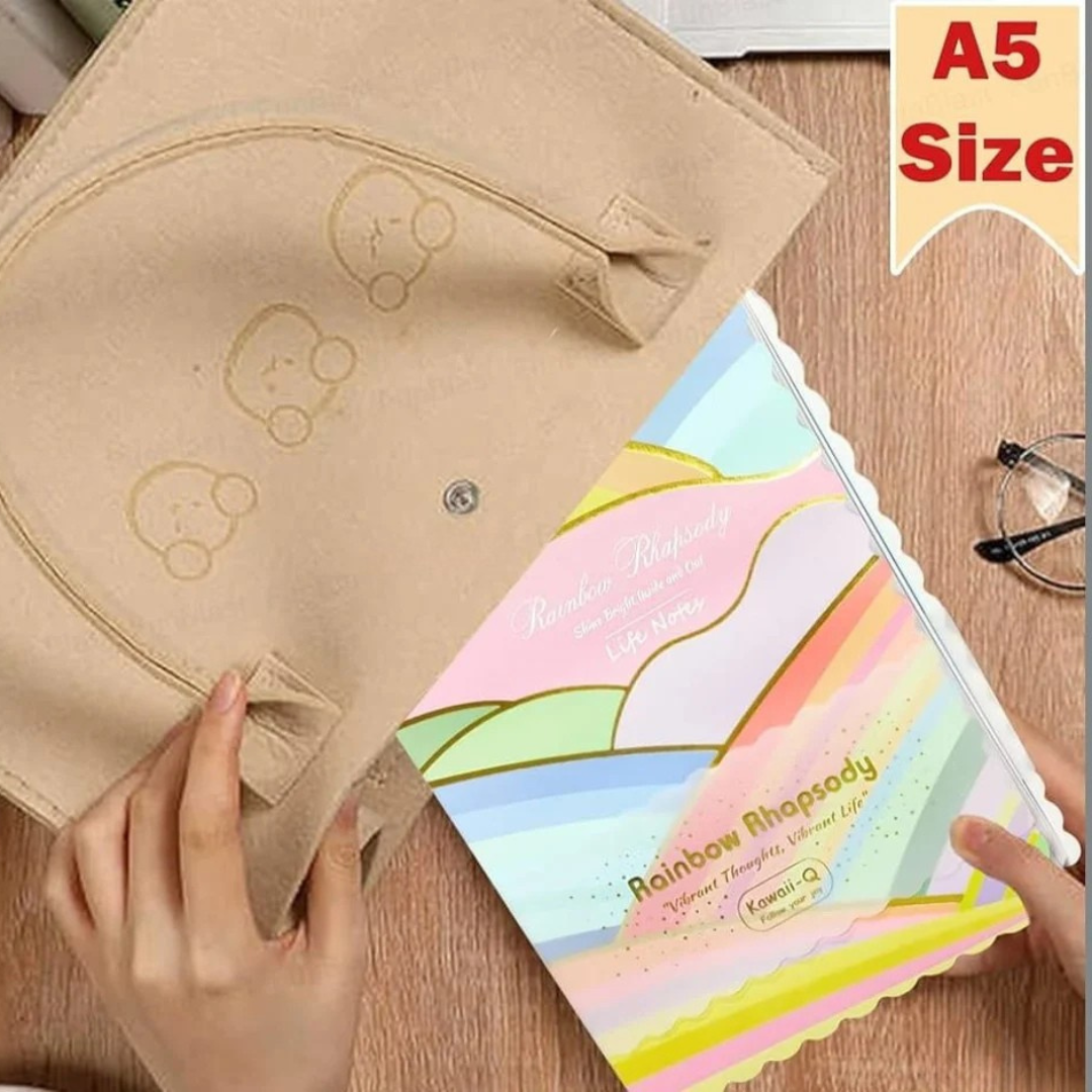 Rainbow Shine Notebook | Premium Kawaii-Q Notebook | Vibrant Colourful | Ruled Pages