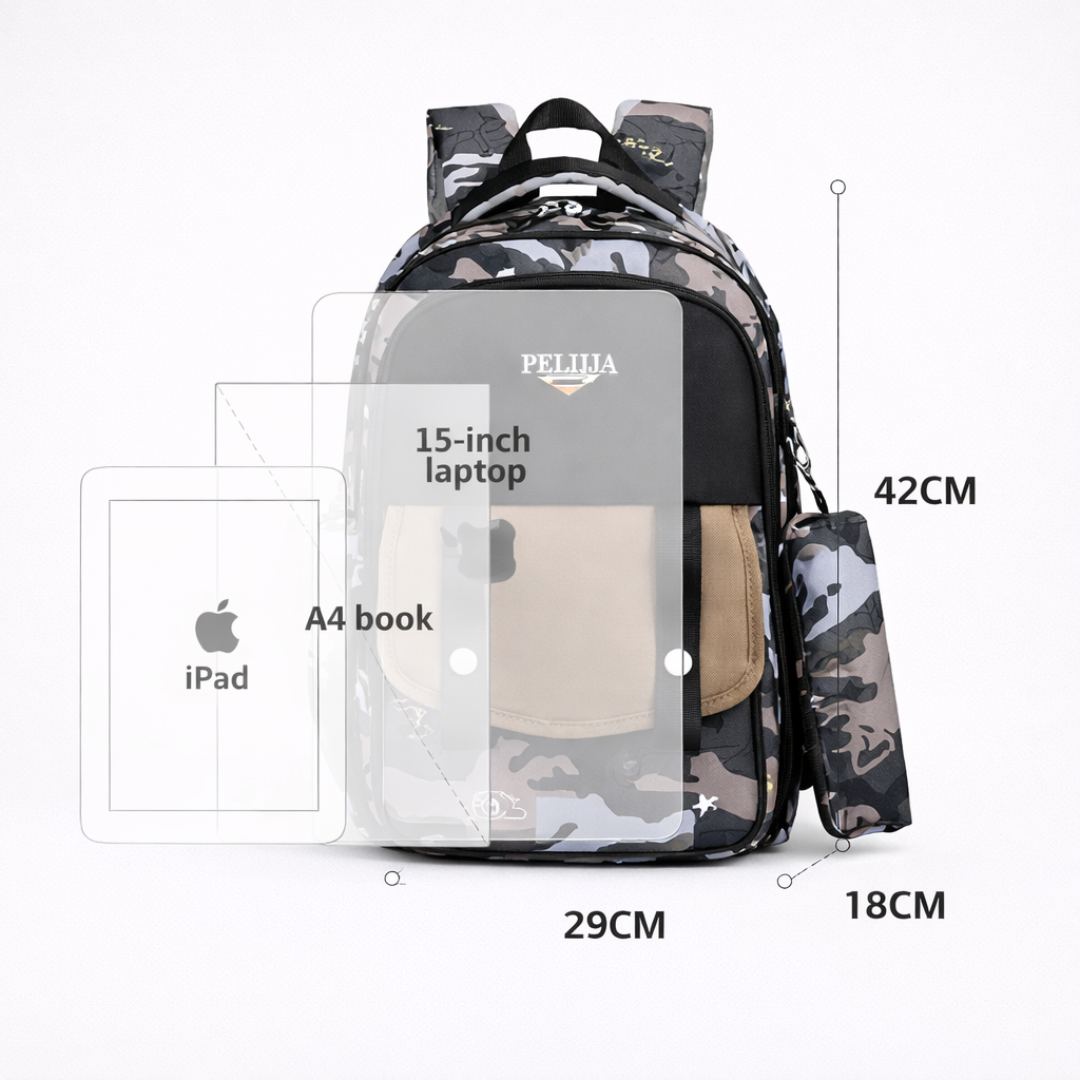CamoPro Backpack | Stylish and Comfortable | Spacious | Travelling or School | Ideal for 8 Years & Above