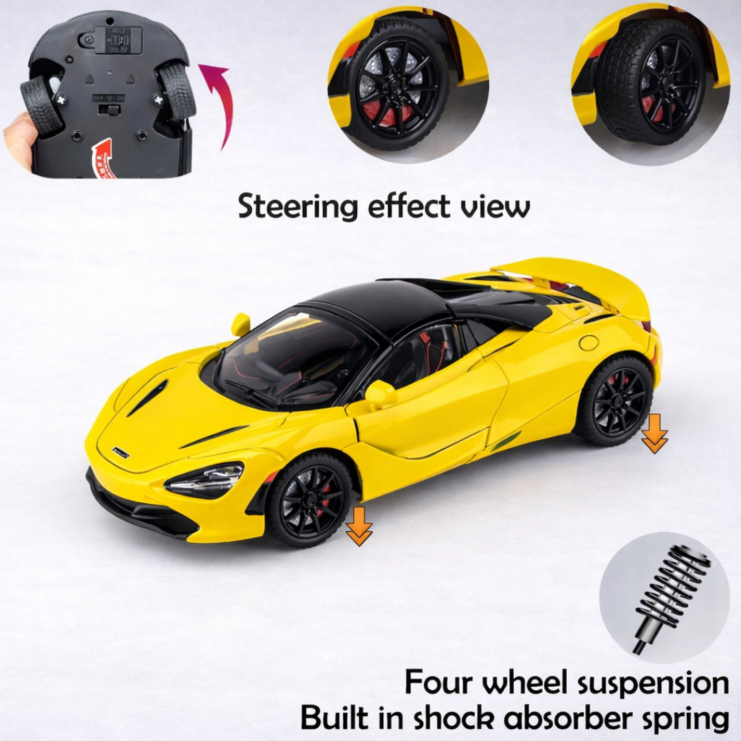 McLaren Supercar | 1:24 Large Size | Premium and Rich Look | Die Cast Metal Pull Back | Lights and Music