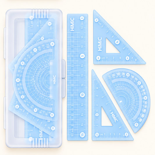Jelly Ruler Set | 4 Pieces Compact Geometry Set | Attractive Pastel Style Colour | Student Friendly