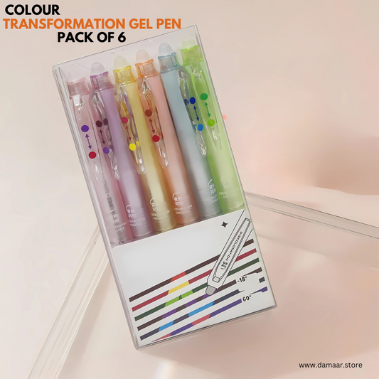 Colour Transformation Pen | Erasable Gel Pen | Pack of 6 Colours | Smooth Gel Pen