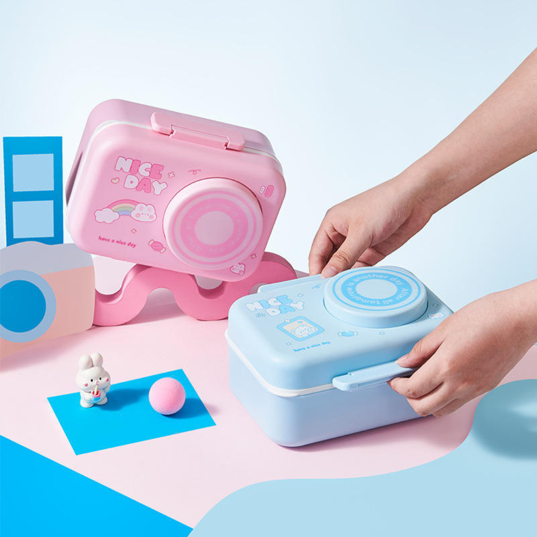 Camera Style Lunch Box | Stainless Steel | Secure Lock | Lightweight and Portable | For Travel, Picnic or School