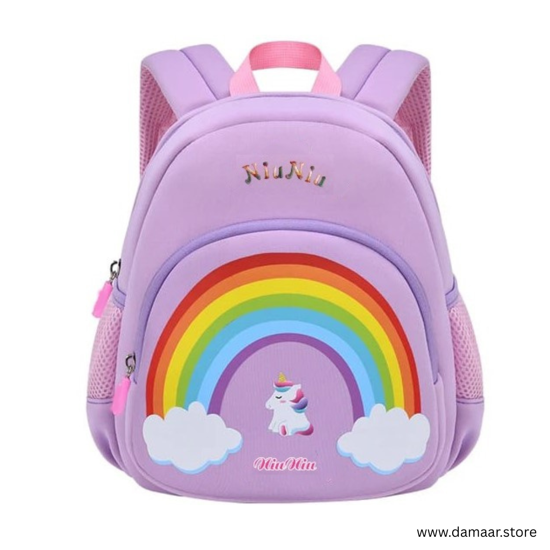 Cute Rainbow  Backpack | Multistorage Capacity | Small Bag for kids 2-5 years | School Bag, Travel Bag