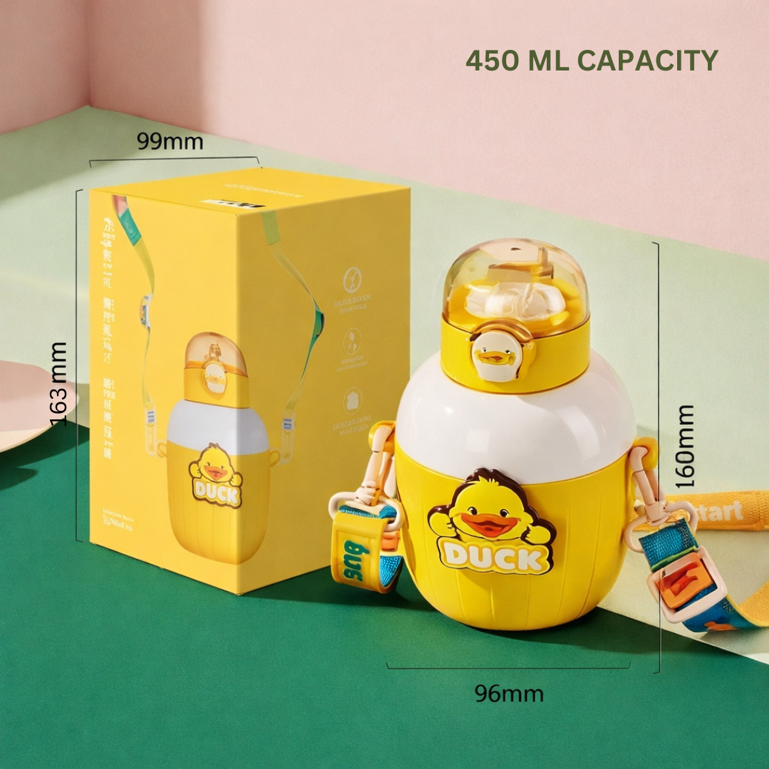 Cute MiniMate Water Bottle | Stainless Steel Bottle | Leak-Resistant | Adjustable Strap | For Kids