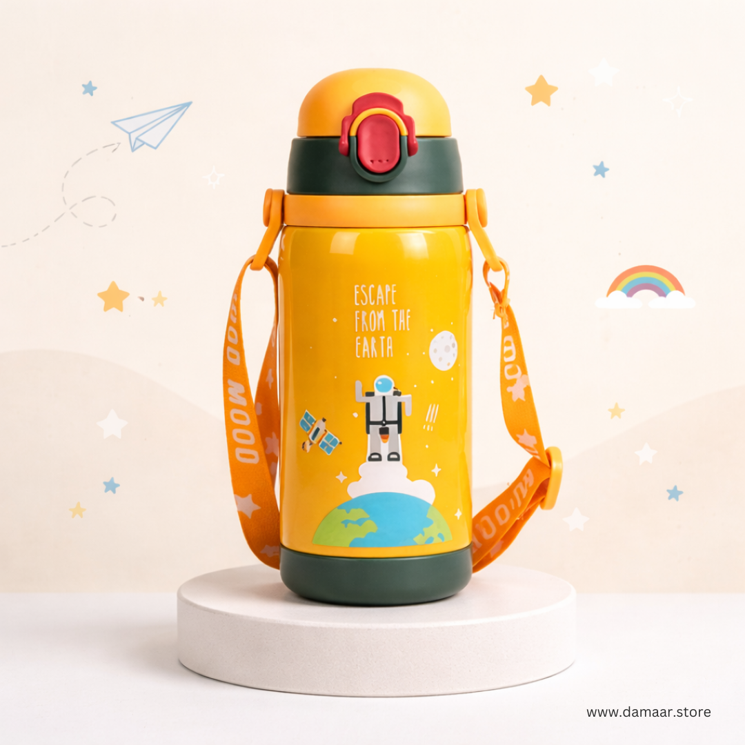 Trendy Outerspace Water Bottle | Stainless Steel Bottle | Leak-Resistant | Adjustable Strap | For Kids and Teen