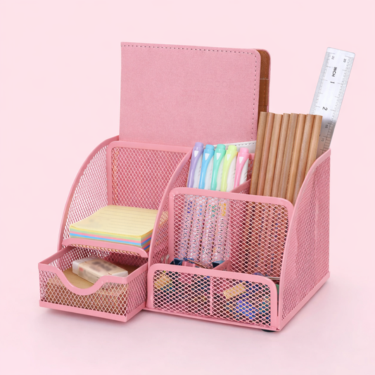 Super 7 Metal Mesh Desk Organiser | 7 Storage System | Strong and Sturdy | School or Office Stationery