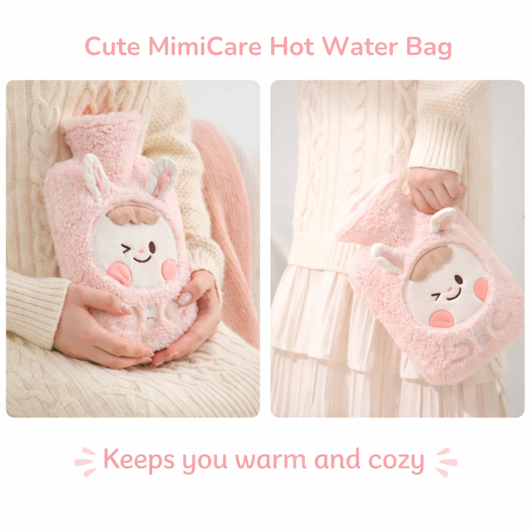 Cute MimiCare Hot Water Bag | 1000ml Reusable Bag | Soothing Relief | Compact and Travel Friendly Design