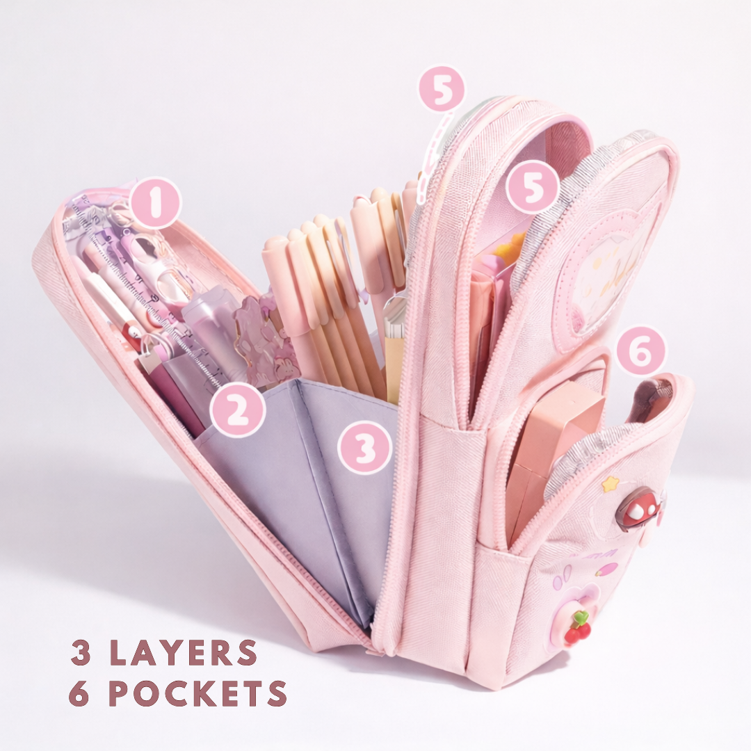 Happy Times Pencil Pouch | Large Capacity Pencil Case Design | Durable Fabric | Ideal for Students and Travel