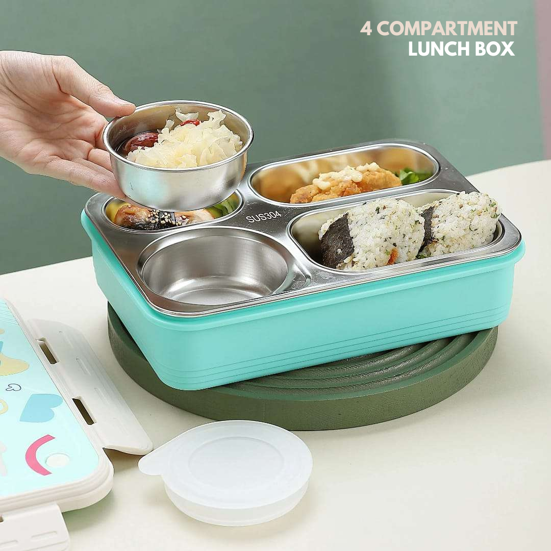 LunchTime Joy Box | Stainless Steel, Durable and Safe | Includes Cutlery | Cute Design