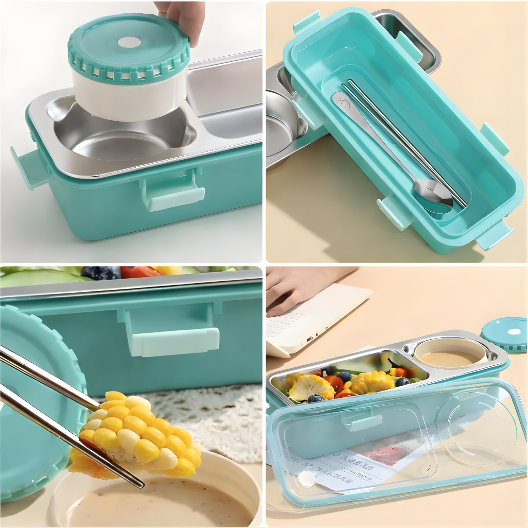 SlimLock Duo Lunch Box | Portable and Compact | Stainless Steel Tiffin | Leak-proof | Ideal for School, Office or Travel