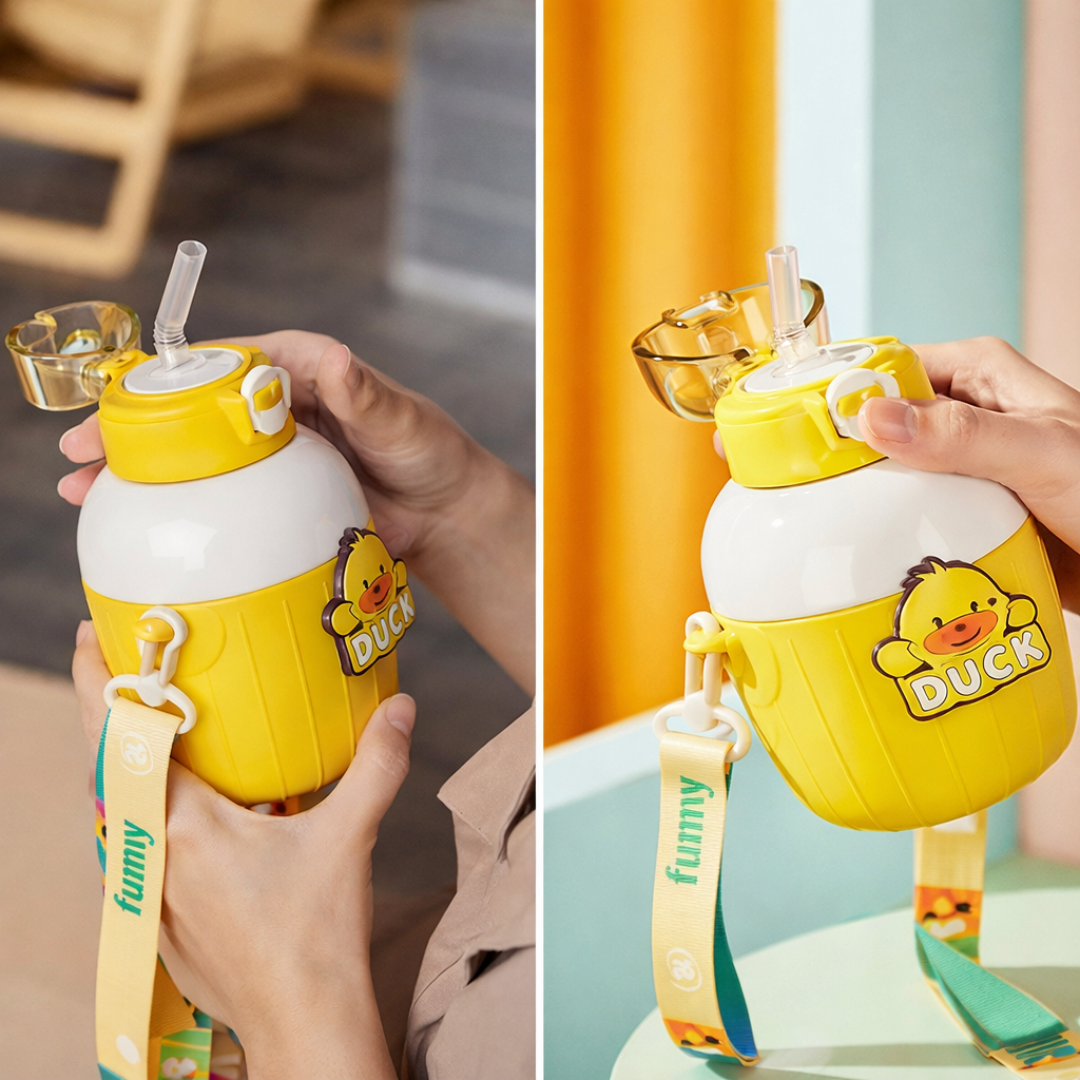 Cute MiniMate Water Bottle | Stainless Steel Bottle | Leak-Resistant | Adjustable Strap | For Kids